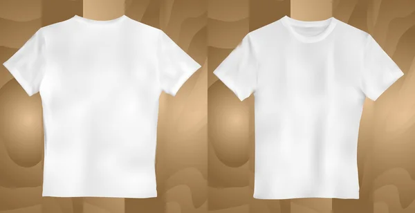 Vektorové ilustrace bílých mužů tričko na dřevěné pozadí — Stockový vektor