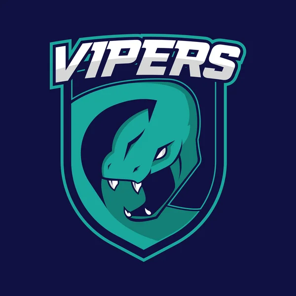 Logo profesional moderno para el equipo deportivo. Mascota de serpiente. Víboras, símbolo vectorial sobre fondo rojo . — Vector de stock