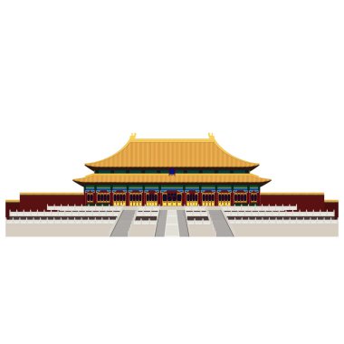 Yasak Şehir. Tanrım ne kadar huzurlu kapısı. Tiananmen Meydanı. Beijing. Trendy illüstrasyon, düz sanat tarzı.