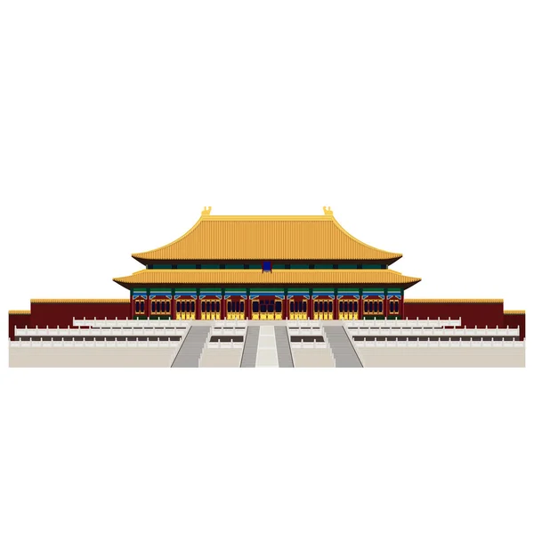 Yasak Şehir. Tanrım ne kadar huzurlu kapısı. Tiananmen Meydanı. Beijing. Trendy illüstrasyon, düz sanat tarzı.