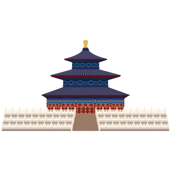 Templo do Céu em Pequim China. Desenhos animados plano estilo histórico vista showplace atração web site vetor ilustração — Vetor de Stock