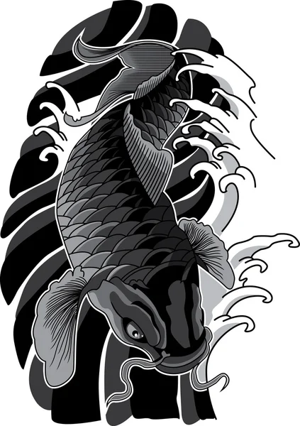 Wektor koi fish tattoo. — Wektor stockowy