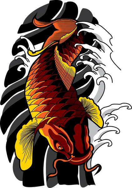 Tatuagem de peixe vetor koi . —  Vetores de Stock