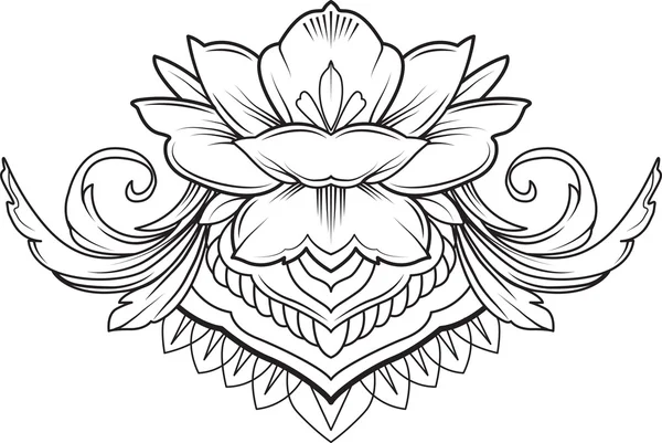 Telkari lotus çiçeği, siyah vektör