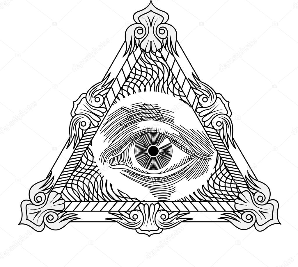 All seeing eye, engraving tattoo style.
