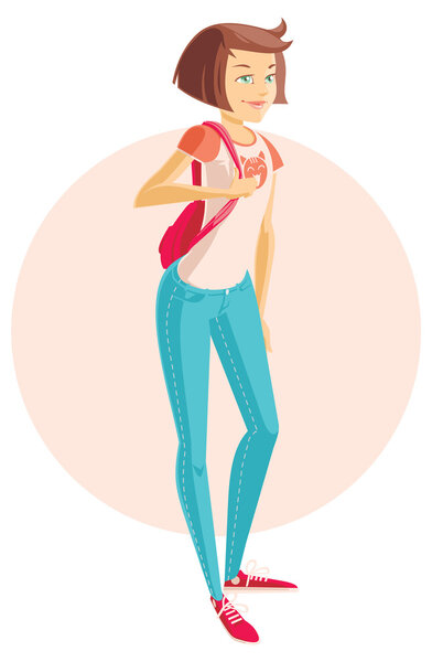 Cute teenage girl student