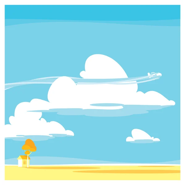 Paisaje de dibujos animados vectoriales. nubes — Vector de stock