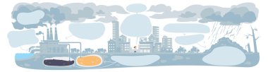 urban ecology infographic with smoke clouds clipart