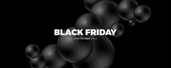 Black friday sale. Design template with 3d balls. — Stock Vector