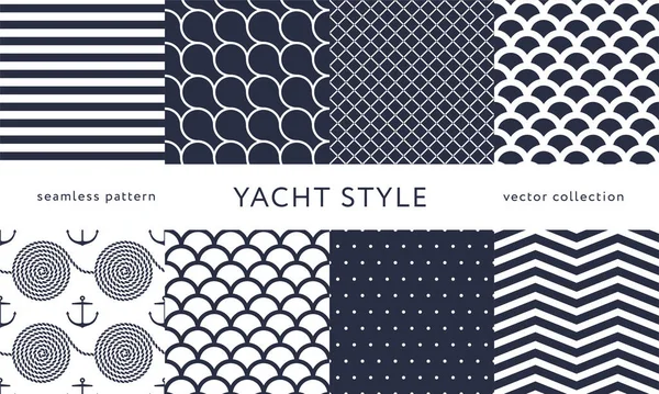 Nautical seamless patterns. Yacht style design — Stock Vector