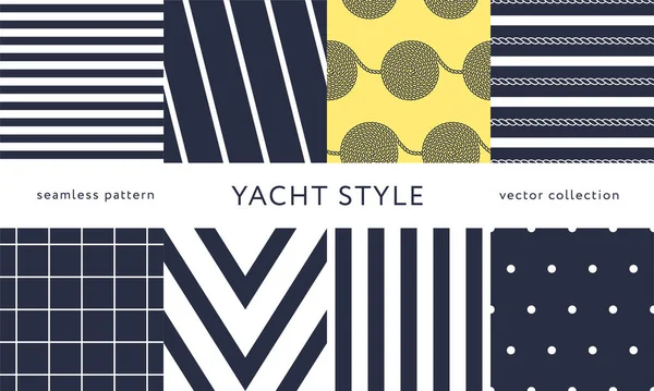 Nautical seamless patterns. Yacht style design — Stock Vector