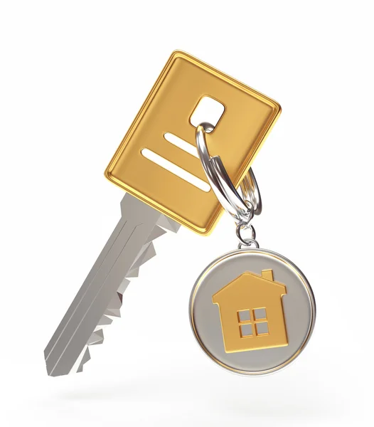 Nyckel och runda Nyckelknippa med hus — Stockfoto