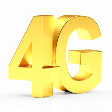 4g mobil kablosuz iletişim altın sembolü beyaz