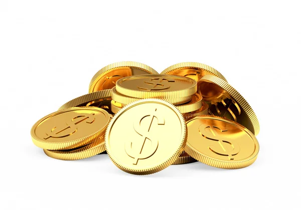 Hromady zlatých mincí jako podstavec s prostorem pro váš design — Stock fotografie
