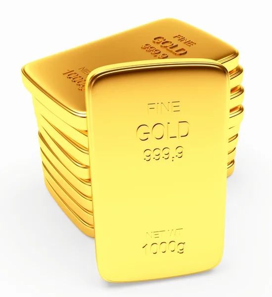 Stack av platt guld barer — Stockfoto