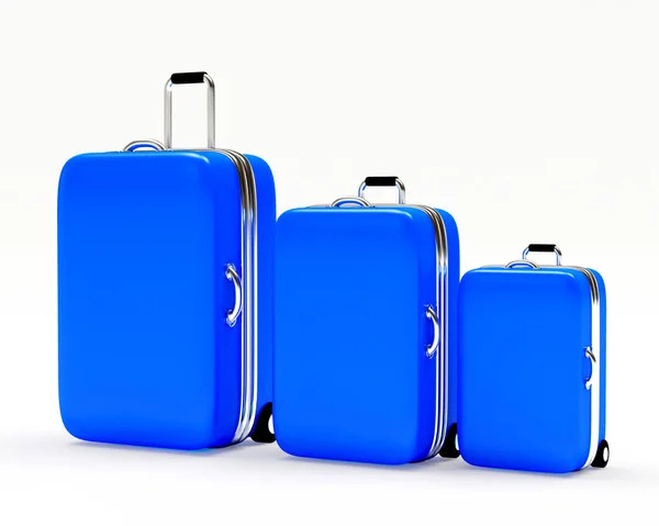 Set of blue suitcases large, medium and small — Stock Photo, Image