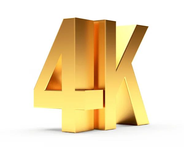 4 k gouden symbool pictogram high-definition digitale televisie op wit — Stockfoto