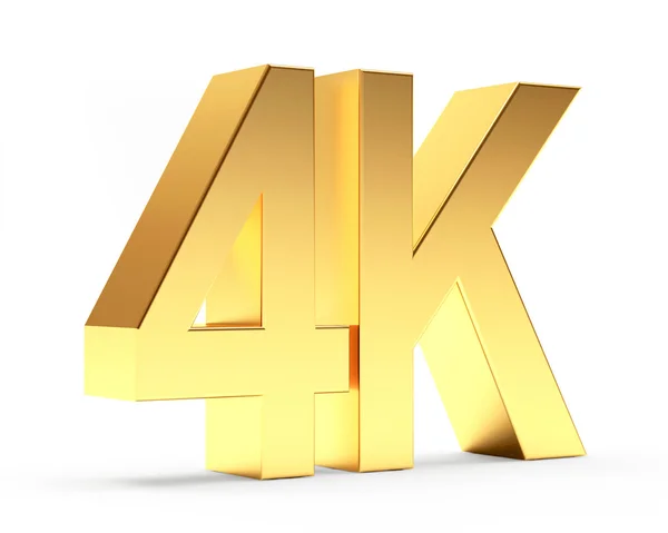 4 k gouden symbool pictogram high-definition digitale televisie op wit — Stockfoto