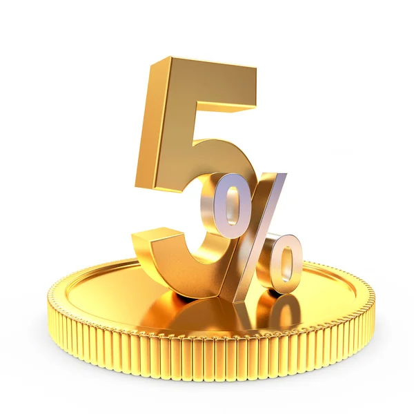 5 százalék kedvezményt a fehér arany érme — Stock Fotó