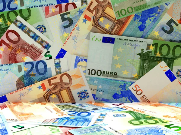 Montón de billetes en euros antecedentes abstractos — Foto de Stock