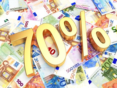 Altın yüzde 70'i Euro faturaları arka plan üzerinde