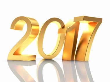 Altın sayılar 2017 Yeni Yıl beyaz yansıması ile