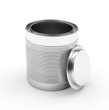 Boş metal kapaklı beyaz üzerinde açık olabilir