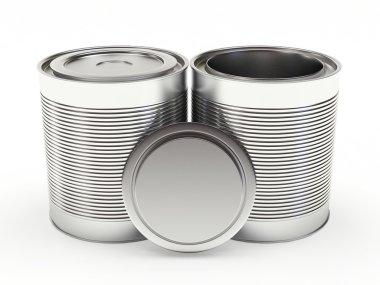 Açık ve kapalı metal kutular üzerinde beyaz metin için yer ile