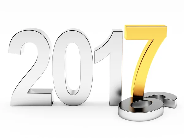 2017 새 해 개념입니다. 실버 2016 년 골든 2017로 변경 — 스톡 사진