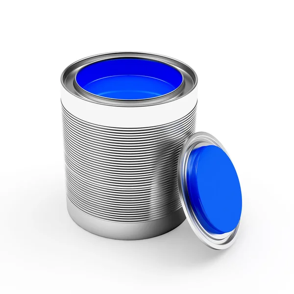 Open a bank with blue paint on white — Stock Photo, Image