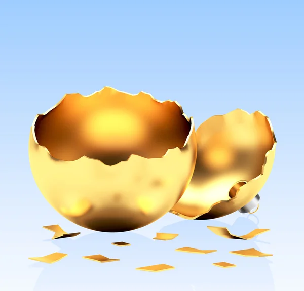 Empty broken golden Christmas Ball — Stock Photo, Image