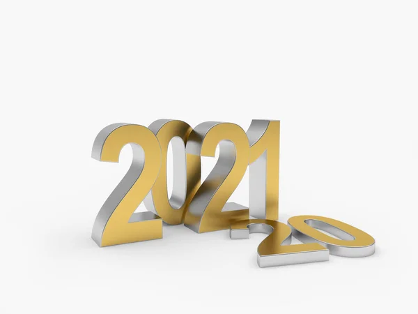 Номер 2021 Стоїть Номер Лежить Ізольовано Білому Тлі Ілюстрація — стокове фото