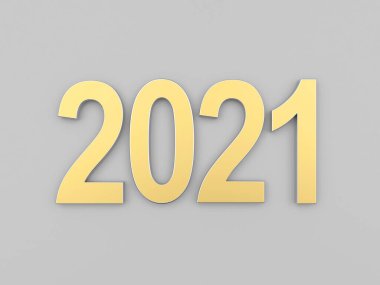 Altın Metin 2021 Yeni Yıl. 3d illüstrasyon
