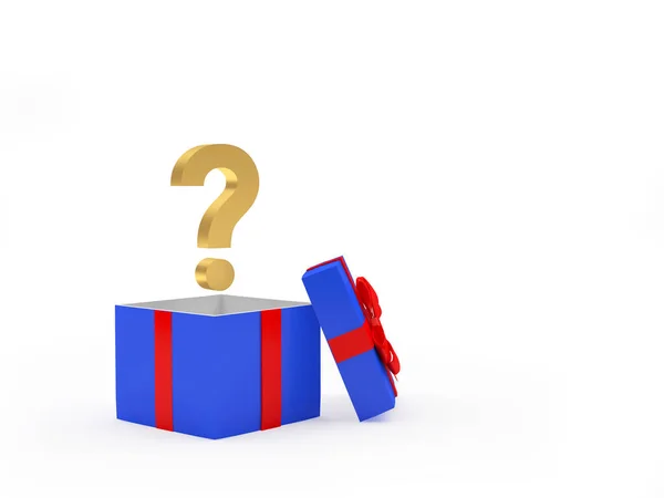 Blue Open Gift Box Question Mark Isolated White Background Illustration — Stock Fotó