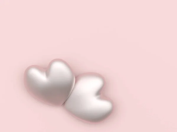 Two Silver Hearts Space Text Pastel Pink Background Illustration — Stock Photo, Image