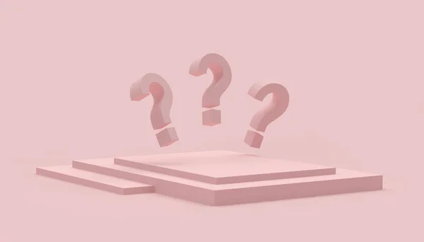 Three Question Marks Square Stand Pastel Pink Illustration — Stock Photo, Image