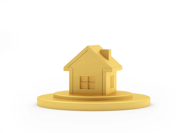 Golden House Icon Stand Isolated White Background Illustration — Stock Photo, Image