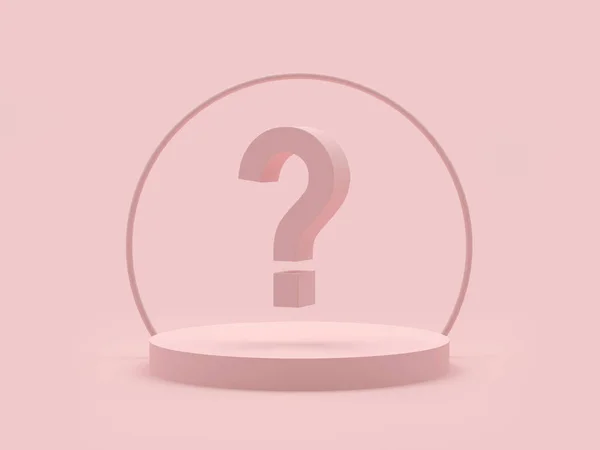 粉红粉刷的圆形看台上的问号 3D插图 — 图库照片