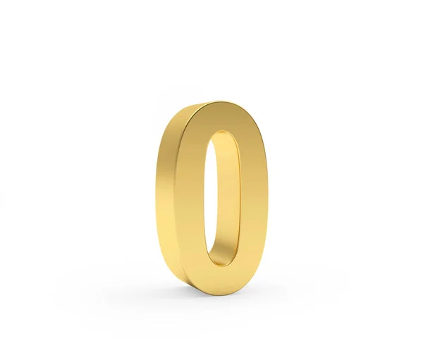 Número Zero Feito Metal Dourado Sobre Fundo Branco Ilustração — Fotografia de Stock