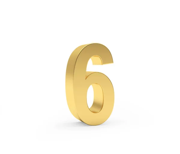 Number Six Made Gold Metal White Background Illustration — Stock Photo, Image