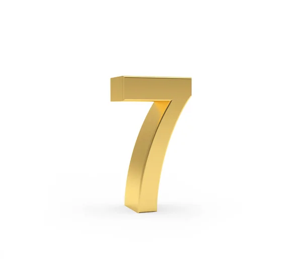 Number Seven Made Gold Metal White Background Illustration — Stock Photo, Image