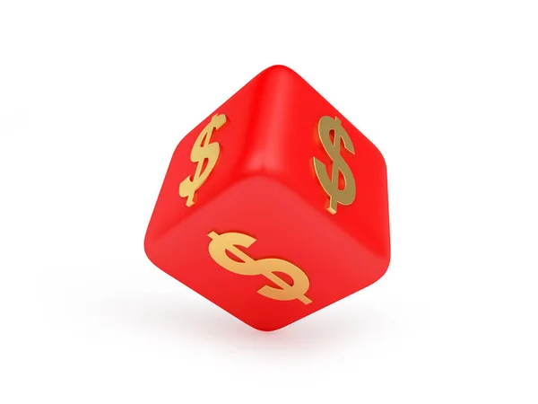 Rote Würfel Mit Einem Dollarzeichen Auf Weißem Hintergrund Illustration — Stockfoto