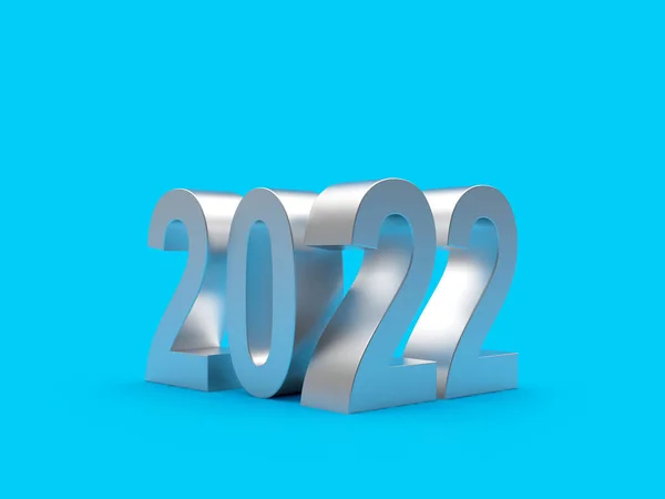 Número Prata 2022 Num Fundo Azul Ilustração — Fotografia de Stock