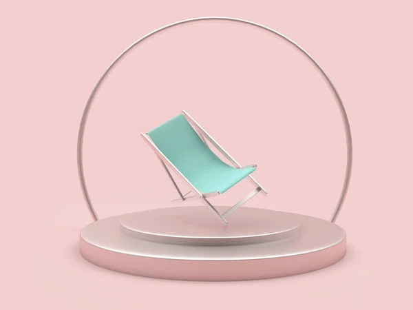 Chaise Lounge Vuota Uno Stand Uno Sfondo Rosa Illustrazione — Foto Stock
