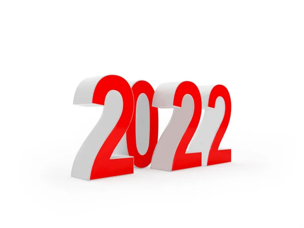 Rood Nummer 2022 Nieuwjaar Geïsoleerd Witte Achtergrond Illustratie — Stockfoto
