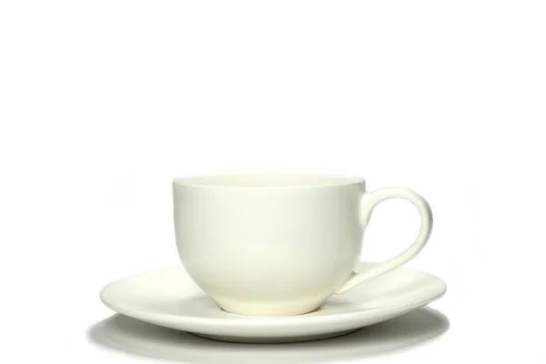 Empty White Cup Saucer White Background — Stock Photo, Image