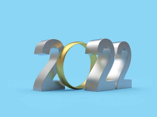 Срібний Номер 2022 Золотим Обручем Синьому Фоні Ілюстрація — стокове фото