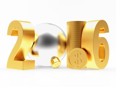 2016 yeni yıl gümüş Noel top ve altın para ile