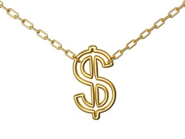 Bir zincir üzerinde altın dolar işareti