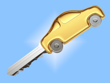 Mavi Altın araba şekil ile anahtar